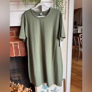 Women’s Old Navy Olive Green Crewneck T-Shirt Dress